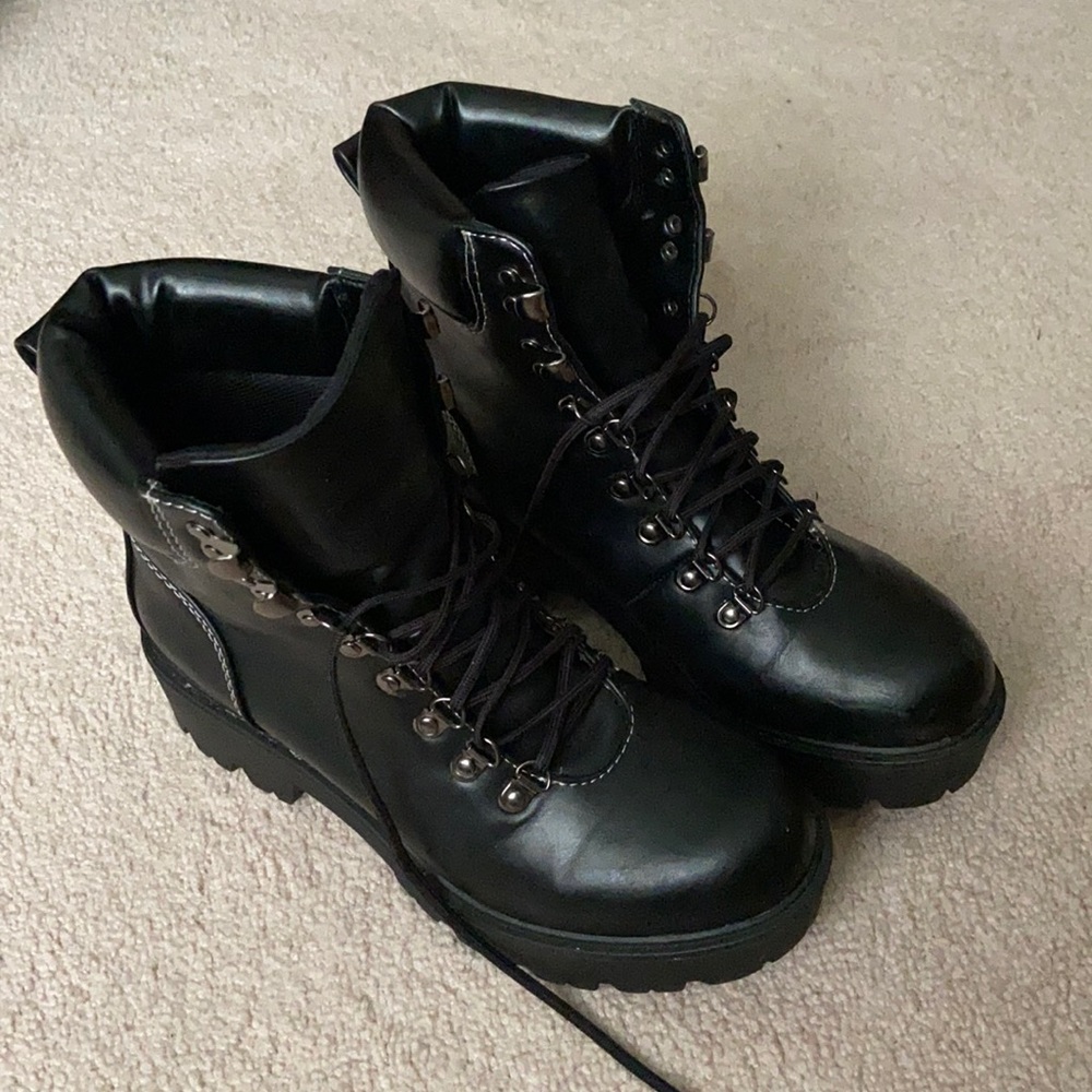 Black combat boots